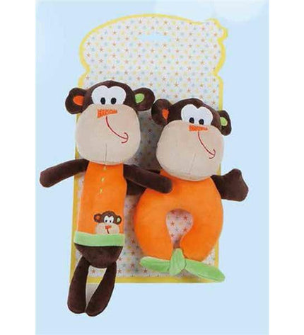Pair of 18cm soft ratel toys featuring playful ape designs for babies, from BigBuy Fun's children's rattles and toys collection.