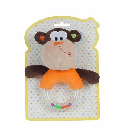 BigBuy Fun baby rattle shaped like a monkey, 16 cm, colorful toy for young children to shake and play.