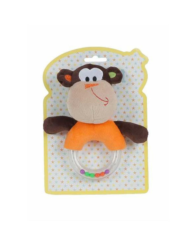 BigBuy Fun baby rattle shaped like a monkey, 16 cm, colorful toy for young children to shake and play.