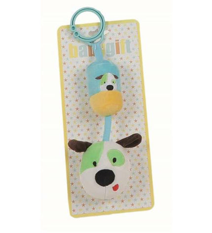BigBuy Fun baby rattle toy for young children, 24 cm plush dog rammelaar with soft fabric and playful design.