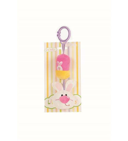 BigBuy Fun baby rattle shaped like a rabbit, 24 cm long, soft toy for young children to hold and shake during play.