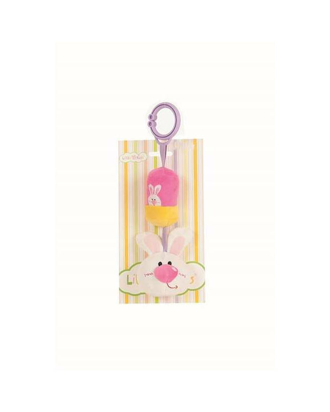 BigBuy Fun baby rattle shaped like a rabbit, 24 cm long, soft toy for young children to hold and shake during play.