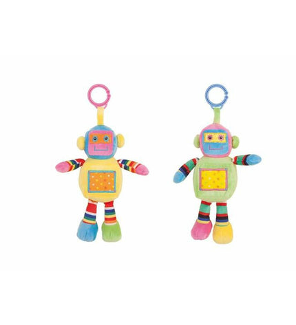 Colorful multicolour robot baby rattle from BigBuy Fun, 25cm tall, made of soft plastic, designed for young children.