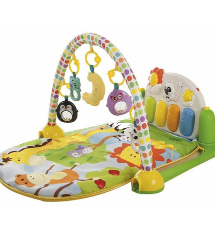 BigBuy Fun baby activity center with interactive piano, colorful soft fabric for infants, measuring 96 x 65 x 48 cm.