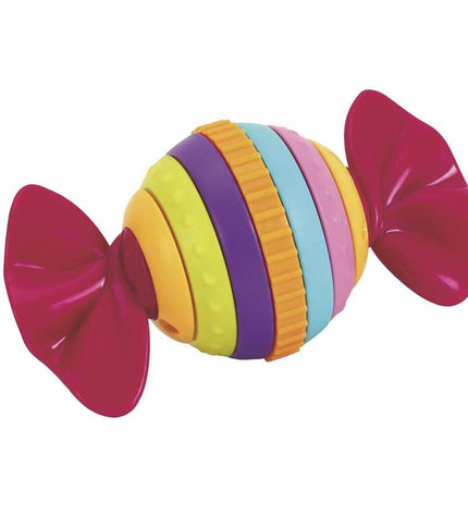 Multicolored Candy Rattle for babies, 14 cm, soft baby toy from BigBuy Fun with vibrant colors and textured surface.