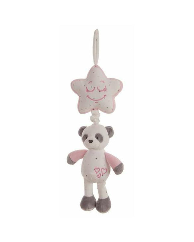 Pink baby panda rattle toy by BigBuy Fun, 35 cm long, soft plush, designed for infants and young children.