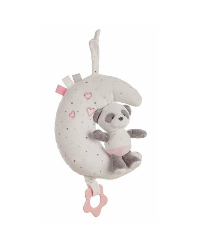 Pink baby panda moon musical rattle by BigBuy Fun, soft toy for infants, colorful plush toy for young children.