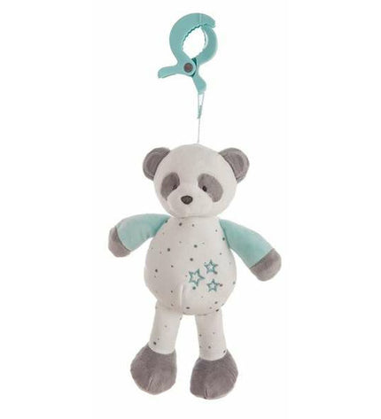 Soft panda bear rattle toy in turquoise, 25cm, from BigBuy Fun, designed for children’s play and sensory development.
