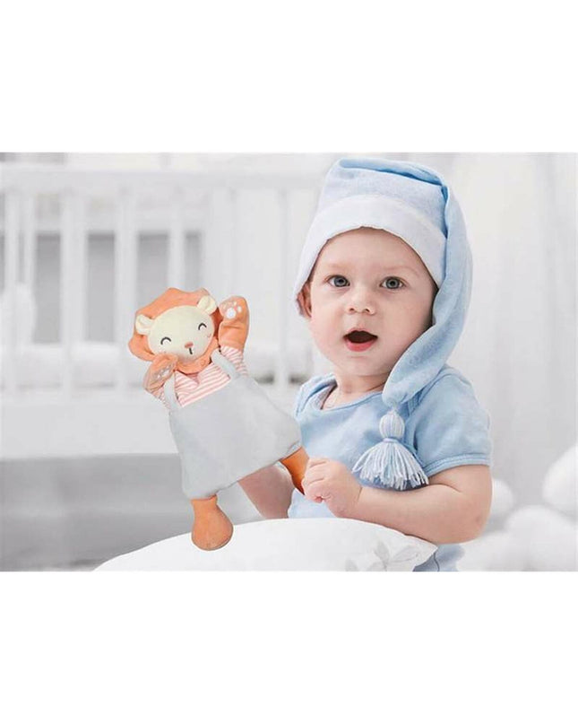 Soft plush lion puppet rattle by BigBuy Fun, 35 cm, featuring a playful lion design for kids' toys and games.