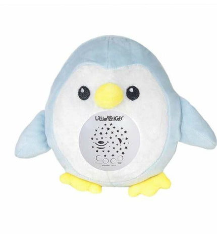 Blue penguin plush toy with built-in projector, soft toy from BigBuy Fun, designed for children’s play and entertainment.