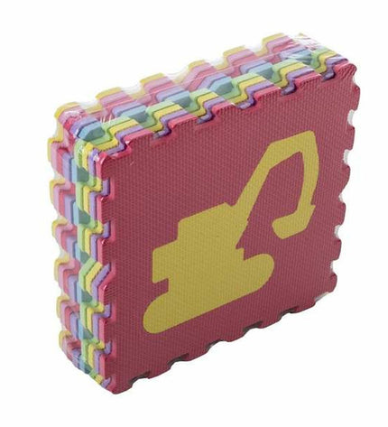 BigBuy Fun polyester puzzle mat measuring 30x30x1 cm with 9 transport pieces, suitable for children's play and puzzle games.