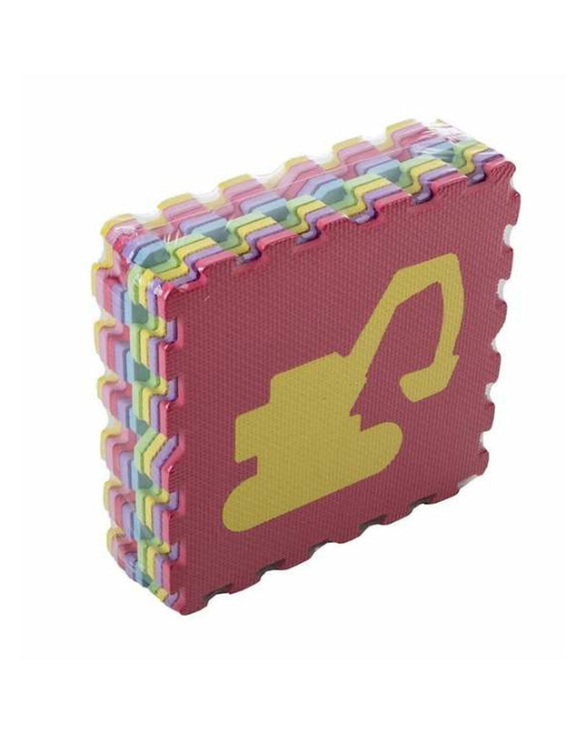 BigBuy Fun polyester puzzle mat measuring 30x30x1 cm with 9 transport pieces, suitable for children's play and puzzle games.