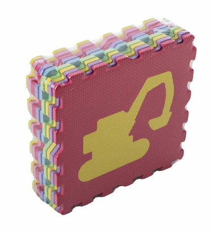 BigBuy Fun polyester puzzle mat 30x30x1 cm with 9 transport pieces, suitable for children's toys and games.