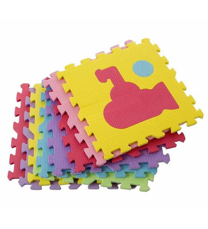 BigBuy Fun polyester puzzle mat measuring 30x30x1 cm with 9 transport pieces, designed for children's games and brain teasers.