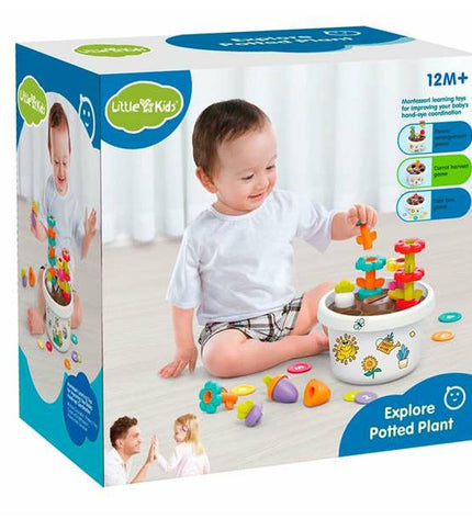 BigBuy Kids Explore Potted Plant baby agility toy, 18x18x12 cm, colorful playset for young children, designed for early development.