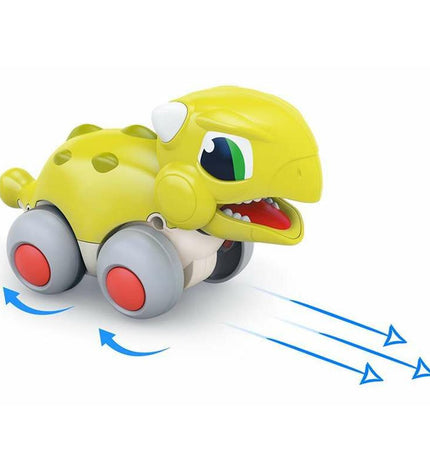 Dinosaur-shaped wooden toy vehicle in pistachio green, measuring 13x12x13 cm, from BigBuy Kids for play and games.