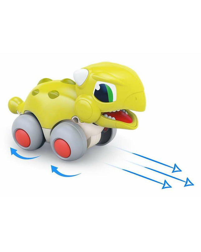Dinosaur-shaped wooden toy vehicle in pistachio green, measuring 13x12x13 cm, from BigBuy Kids for play and games.