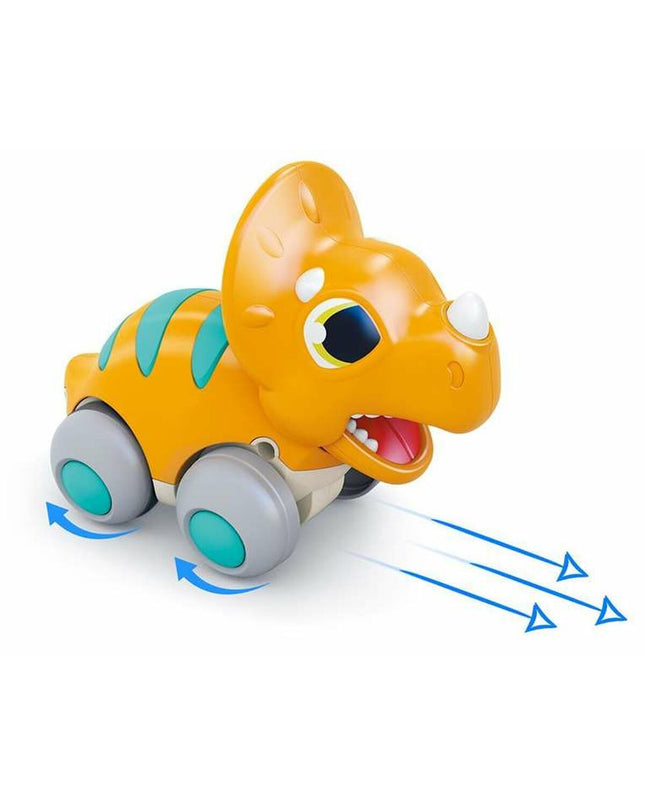 Orange dinosaur-themed toy vehicle from BigBuy Kids, measuring 13x12x13 cm, for children’s play and games.