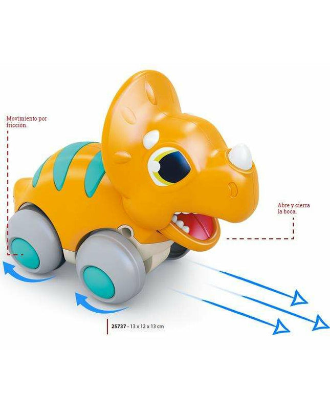 Orange dinosaur-shaped toy vehicle from BigBuy Kids, 13x12x13 cm, suitable for children’s play and games.