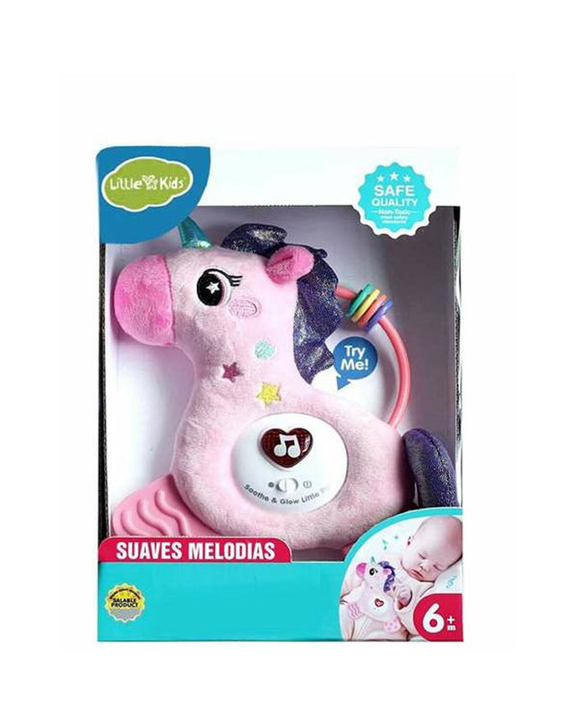 BigBuy Fun musical plush unicorn toy, 24 cm soft stuffed animal suitable for children, in pastel colors with a friendly face.