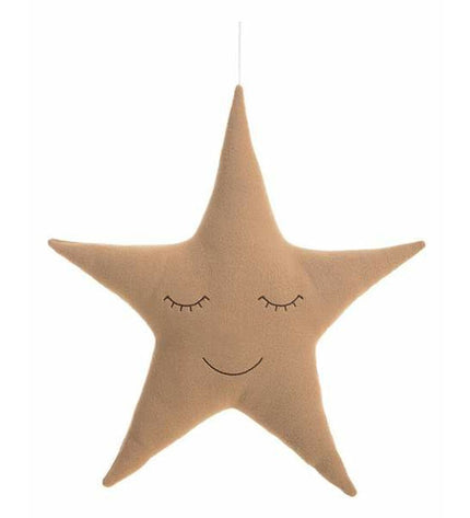 Brown star-shaped plush cushion from BigBuy Kids, 51x51 cm, soft toy perfect for children’s play and decor.
