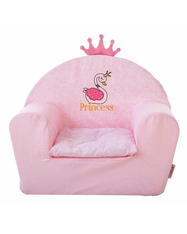 Pink children's princess high chair by BigBuy Fun, sturdy plastic seat with princess-themed design for kids' mealtime.