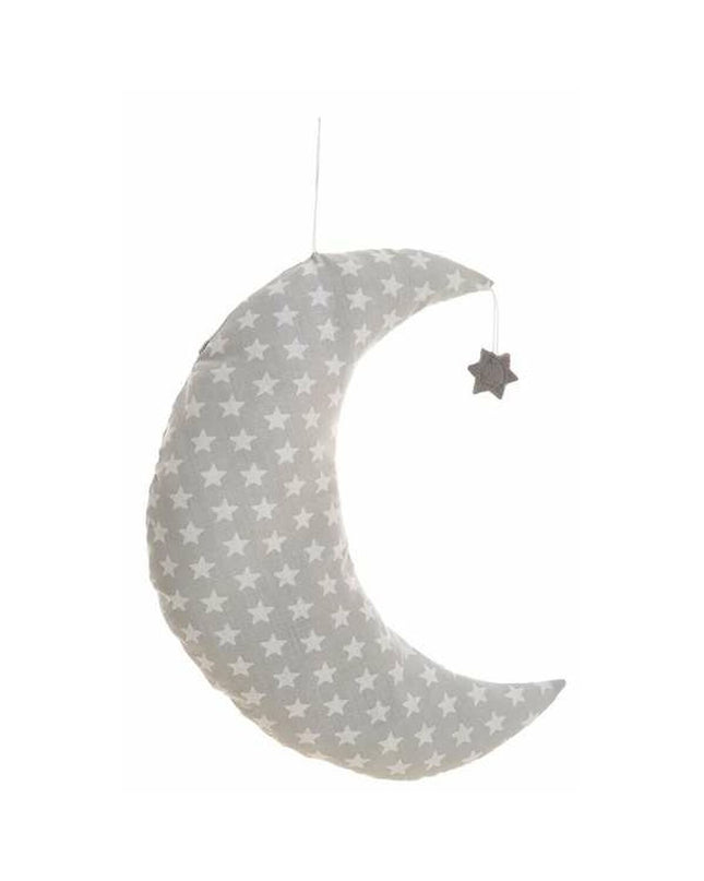 BigBuy Kids gray moon pillow, 38x30 cm, soft plush toy for children, cozy and cuddly decorative cushion.
