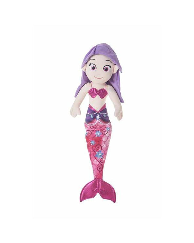 BigBuy Fun Joy Zeemeermin plush toy, 38 cm soft mermaid doll for children, featuring colorful fins and friendly face.