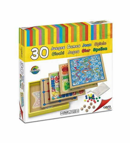 Cayro Bordspel 30 Games, colorful tabletop game set in a 31x31x5.5 cm box, for family fun and entertainment.