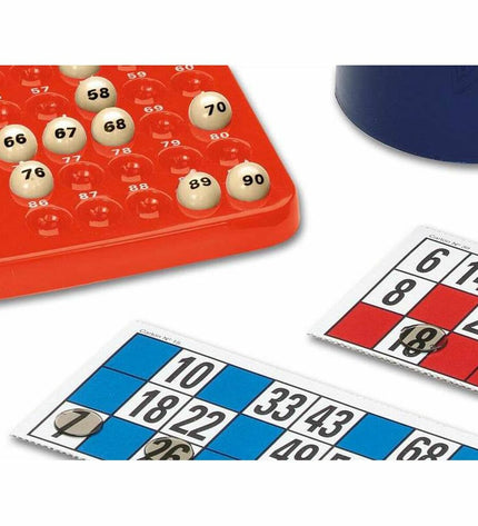 Cayro Automatische Bingo Lotto speelgoed met kleurrijke speelkaarten en bingoballen voor leuke spelletjes en familie entertainment