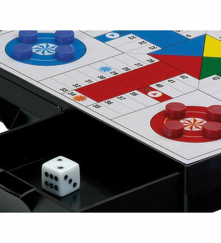 Cayro Parchis en Oca magnetisch spelbord with colorful game pieces for family board game fun