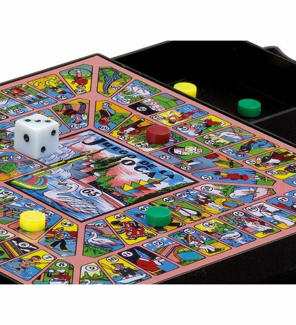 Cayro Parchis en Oca magnetisch spelbord for children, featuring colorful game paths and magnetic game pieces.