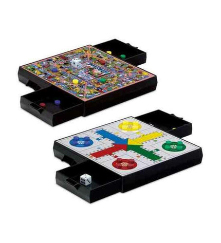 Cayro Parchis en Oca magnetisch spelbord with colorful game pieces for fun family board game play.