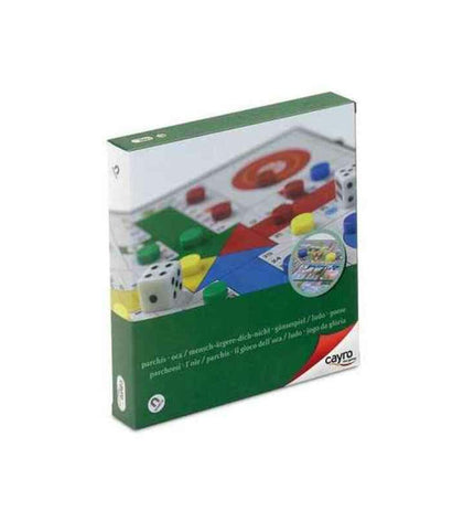 Cayro Parchis en Oca magnetisch spelbord for kids, featuring colorful game paths and pieces for family fun and strategic play.