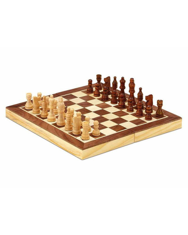 Cayro wooden chess set with natural wood pieces and board for playing chess and strategic games.