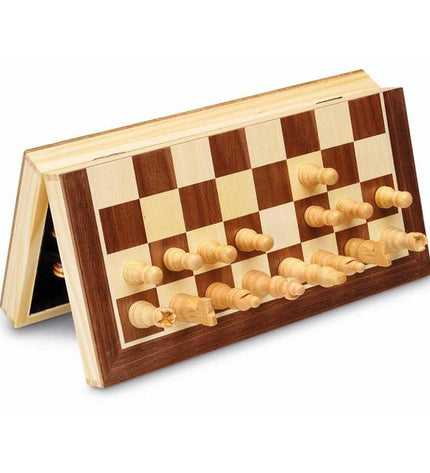 Cayro wooden chess set with intricately carved pieces on a smooth wooden board, ideal for strategic gameplay.