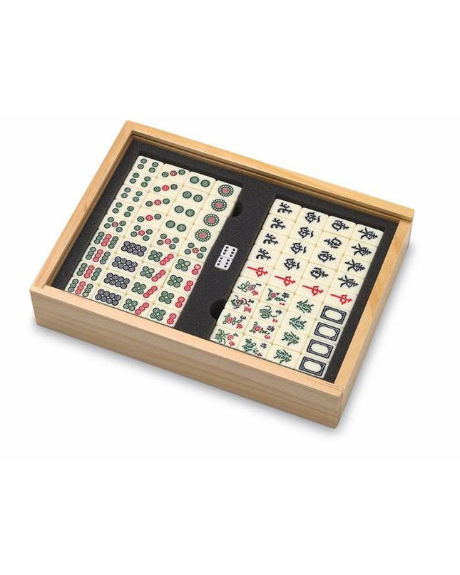 Cayro Mah Jong game set with colorful tiles and playing instructions, suitable for family and friends' game nights