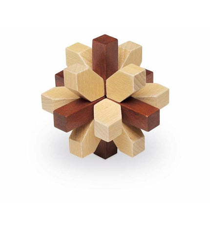 Cayro wooden children's puzzle featuring colorful animal pieces on a natural wood background, ideal for kids' educational play.