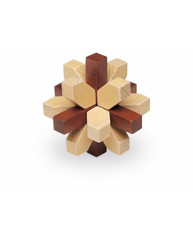 Cayro wooden children's puzzle featuring colorful animal pieces on a natural wood background, ideal for kids' educational play.