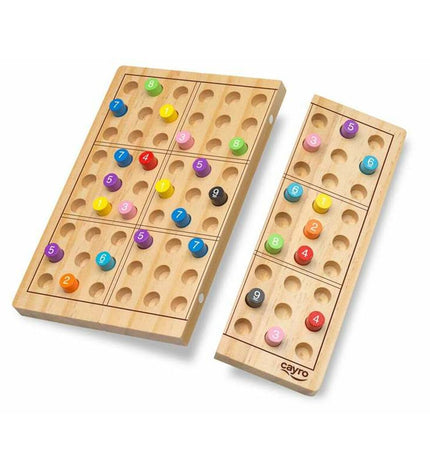 Cayro Sudoku puzzle with 81 pieces, 18x18 cm, colorful game board and components for fun brain-teasing activity.