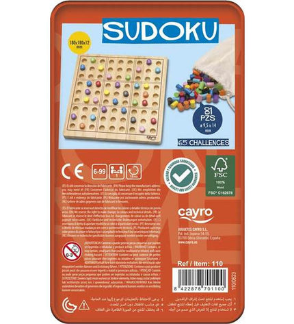Cayro Sudoku puzzle game with 81 pieces, 18x18 cm, featuring colorful numbered tiles for fun brain-teasing activities.