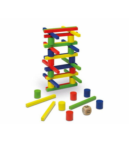 Cayro Balance agility game with 48 colorful wooden pieces, designed for fun and skill development in children's toys and games.