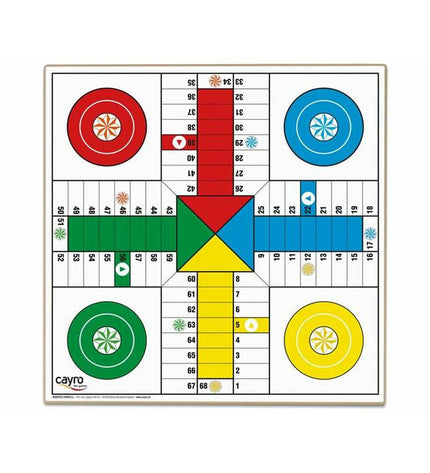 Cayro Parchis en Oca game board, 33x33 cm, featuring colorful Oca and Parchis paths for family gameplay.