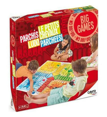 Giant Parchis Cayro game board, 100x100 cm, with colorful playing pieces for family fun and game nights.