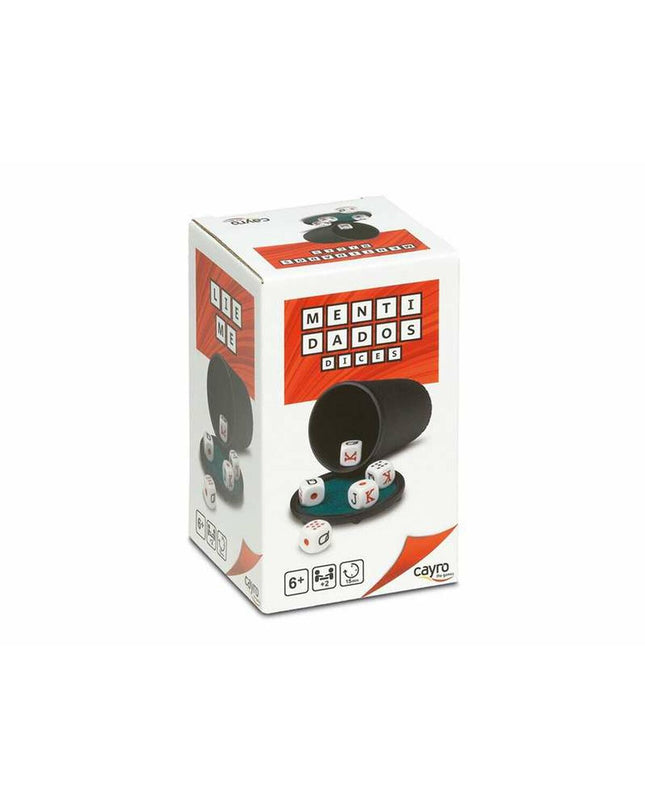 Cayro poker dice cup with four colorful plastic dice, used for playing gambling and game entertainment.