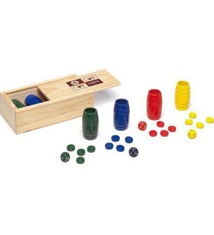 Cayro Parchis game beads set with colorful plastic tokens for playing the classic board game Parchis.