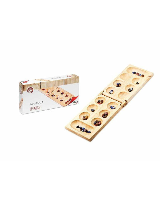 Cayro Mancala board game with wooden mancala stones and game board, ideal for strategic traditional gameplay.