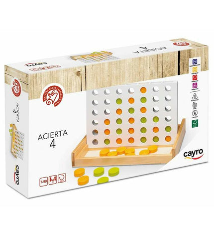 Cayro bordspel with 42 game pieces, 4 in a row, on a 28.5 x 17 x 4 cm game board, for family fun and strategic play
