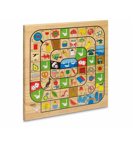 Cayro Parchis en Oca game board with colorful pathways and game pieces, designed for children's board game entertainment.