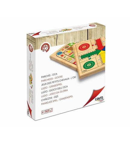 Cayro Parchis en Oca game board with colorful illustrations and game pieces, designed for family fun and entertainment.